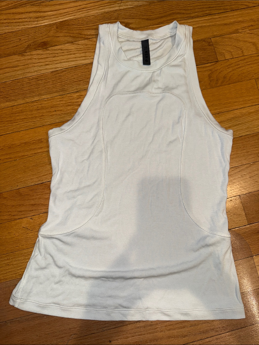 Cream Ribbed Athletic Tank Top